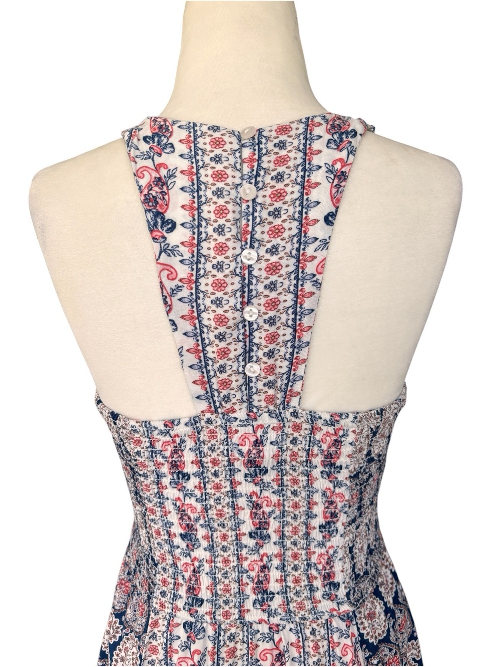 Japna Navy Blue and White Printed Maxi Dress - Picture 9 of 15
